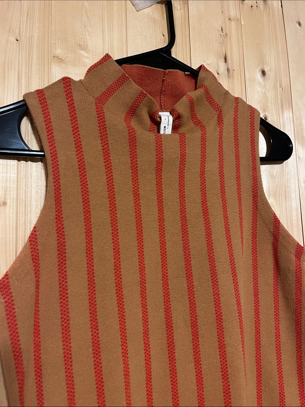 Anthropologie Sleeveless Mock Neck Knit Tank in Brown & Red Stripe